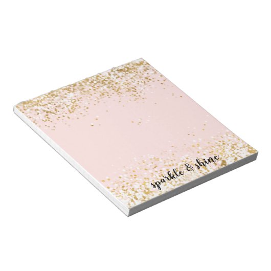 Bloc-note Épersion de Confetti en or blanc rose (Incliné)