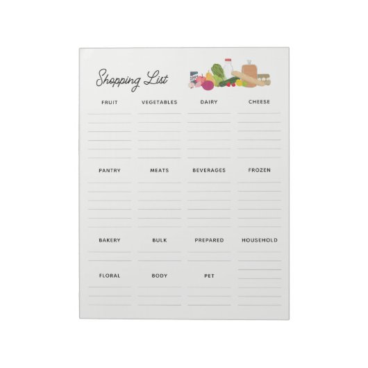 Bloc-note Épicerie - Liste modifiable (Tourné)