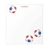 Bloc-note équipe bleu rouge couleurs balles de football pers (Devant)