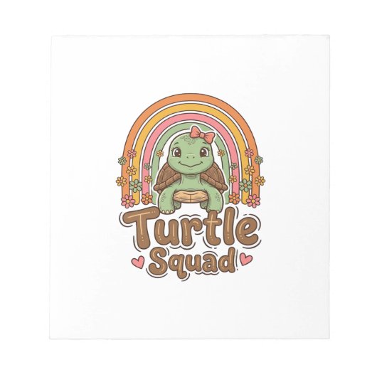 Bloc-note Équipe de tortue mignonne dessin vectoriel floral (Devant)