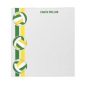 Bloc-note équipe d'or vert couleurs volley-ball coach (Devant)