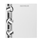 Bloc-note équipe noire gris couleurs entraîneur volley-ball (Devant)