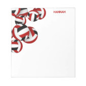 Bloc-note équipe noire rouge athlétique couleurs volleyball  (Devant)