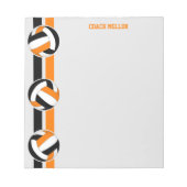 Bloc-note équipe orange noire couleurs entraîneur volley-bal (Devant)