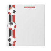 Bloc-note équipe rouge noir couleurs entraîneur de football (Devant)