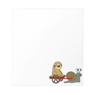 Bloc-note Escargot mignon tirant la paresse dans le chariot