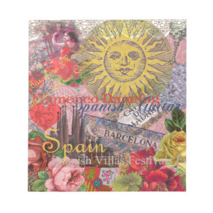 Bloc-note Espagne Vintage Soleil Voyage Collage Rétro Europe