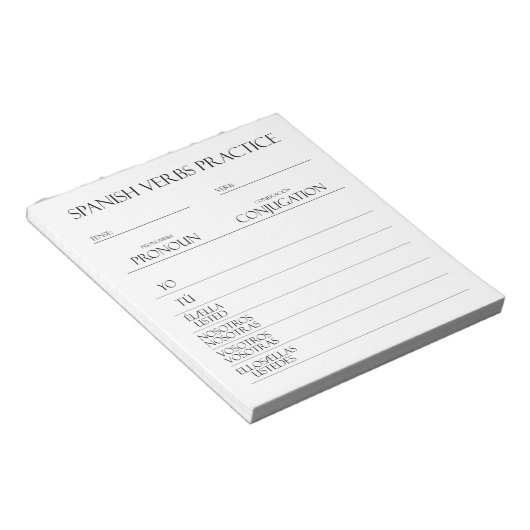 Bloc-note Espagnol | Pratique de conciliation Verbes (Incliné)