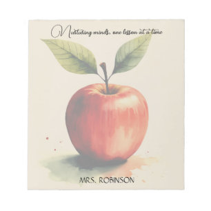 Bloc-note Esprit de soins d'aquarelle Pomme cadeau enseignan