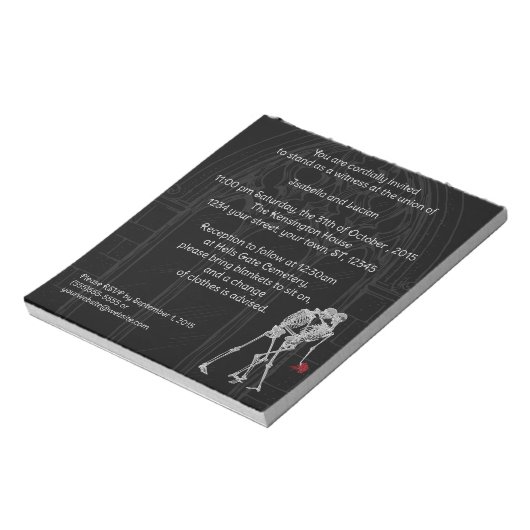 Bloc-note Esquisse de mariée et de chambre Goth Faire-part d (Tourné)