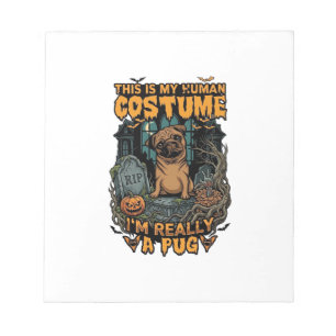 Bloc-note Est Pug Costume Humain Halloween Citrouille Pierre