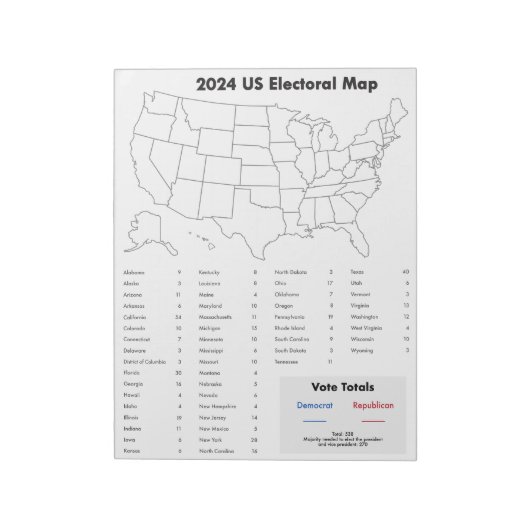 Bloc-note États-Unis 2024 Électorale Carte des devoirs (Tourné)