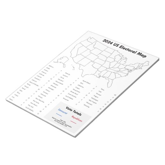 Bloc-note États-Unis 2024 Électorale Carte des devoirs (Incliné)