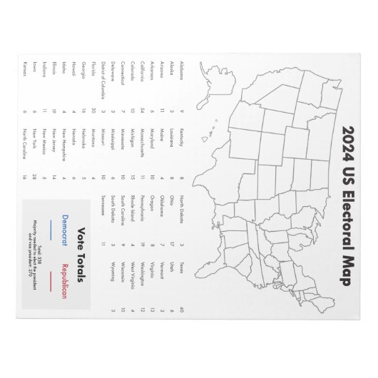 Bloc-note États-Unis 2024 Électorale Carte des devoirs (Devant)
