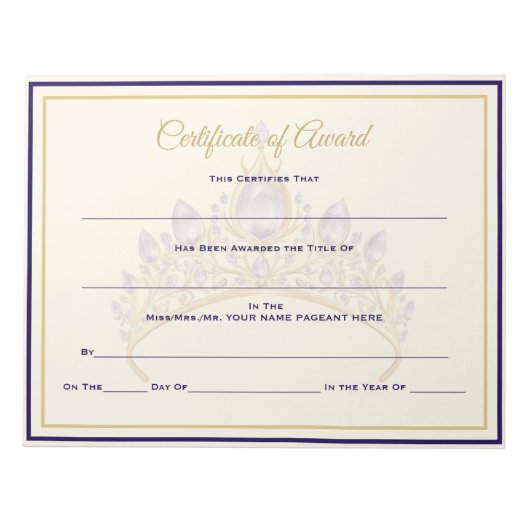 Bloc-note États-Unis Certificats de la Couronne (Devant)