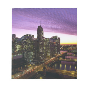 Bloc-note États-Unis, IL, Chicago. Skyline et rivière de Chi