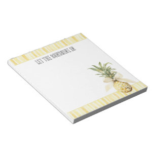 Bloc-note Été au soleil rayures jaunes Ananas