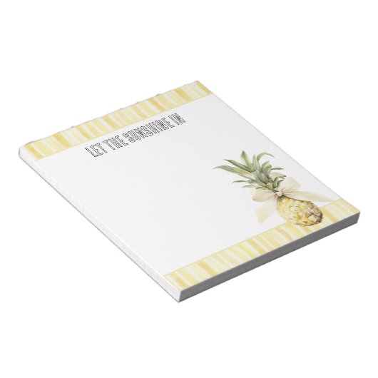 Bloc-note Été au soleil rayures jaunes Ananas (Incliné)