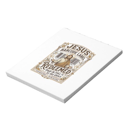 Bloc-note Étiquette de code-barres Jésus Rachetée Jésus Code (Tourné)