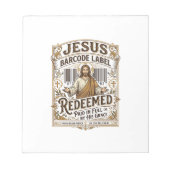 Bloc-note Étiquette de code-barres Jésus Rachetée Jésus Code (Devant)
