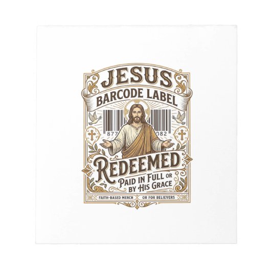 Bloc-note Étiquette de code-barres Jésus Rachetée Jésus Code (Devant)