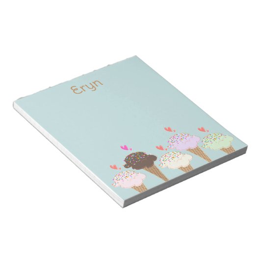 Bloc-note Étiquette de cône de crème glacée mignonne (Incliné)