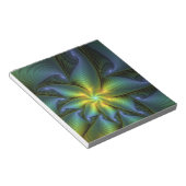 Bloc-note Etoile Abstraite, Bleu brillant Vert Or Fractal Ar (Incliné)