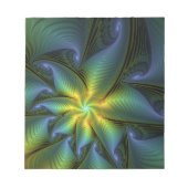 Bloc-note Etoile Abstraite, Bleu brillant Vert Or Fractal Ar (Devant)