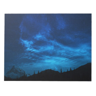 BLOC-NOTE ÉTOILES LUMINEUSES DANS UN CIEL NOIR ET BLEU