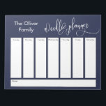 Bloc-note Étudier le script simple planificateur hebdomadair<br><div class="desc">Ce planificateur hebdomadaire polyvalent a été configuré avec des éléments très basiques qui peuvent tous être édités... sauf pour l'en-tête. L'expression "planificateur hebdomadaire" a été rendue dans une police de calligraphie moderne et élaborée et a été placée, sous forme de graphique, en haut de la page. Utilisez les champs modèle...</div>