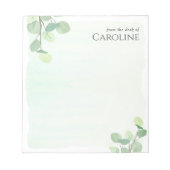 Bloc-note Eucalyptus Élégant en Aquarelle Verte (Devant)