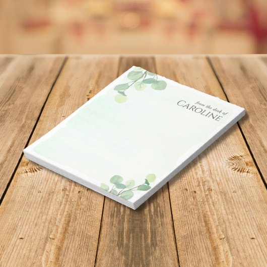 Bloc-note Eucalyptus Élégant en Aquarelle Verte