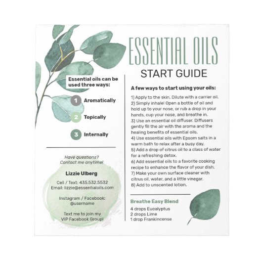 Bloc-note Eucalyptus Essential Oils Start Guide (Devant)