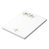 Bloc-note Eucalyptus Floral Sage Vert Monogramme Nom du scri (Tourné)