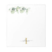 Bloc-note Eucalyptus Floral Sage Vert Monogramme Nom du scri (Devant)