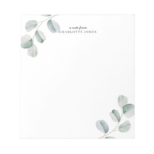 Bloc-note Eucalyptus Simple Personnalisé (Devant)