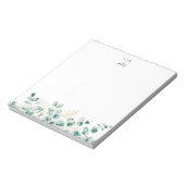 Bloc-note Eucalyptus vert or moderne Monogramme personnalisé (Tourné)
