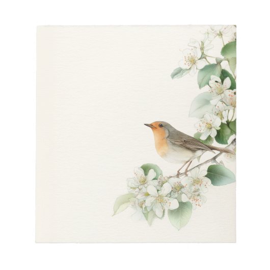 Bloc-note European Robin & Hawthorn – Editable Botanical Wed (Devant)