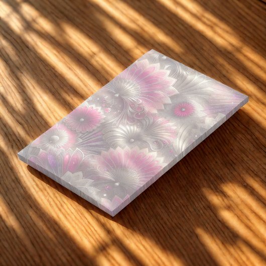 Bloc-note Éventails Art Nouveau rose et argent