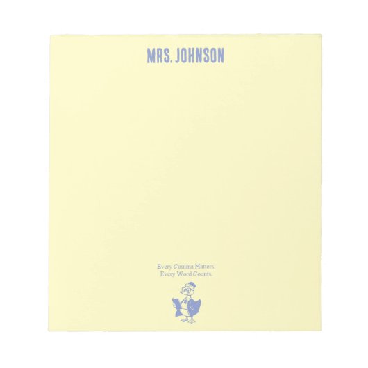 Bloc-note Every Comma Matters Every Word Counts Design (Devant)