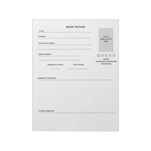 Bloc-note Examen du livre simple et moderne (Tourné)