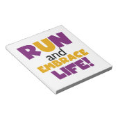 Bloc-note Exécuter Embrasser la vie violet jaune (Incliné)