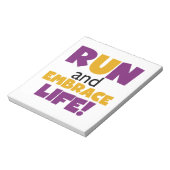 Bloc-note Exécuter Embrasser la vie violet jaune (Tourné)