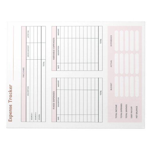 Bloc-note Expense Tracker (Devant)