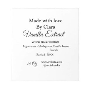 Bloc-note Extrait de vanille fait maison ajouter des ingrédi