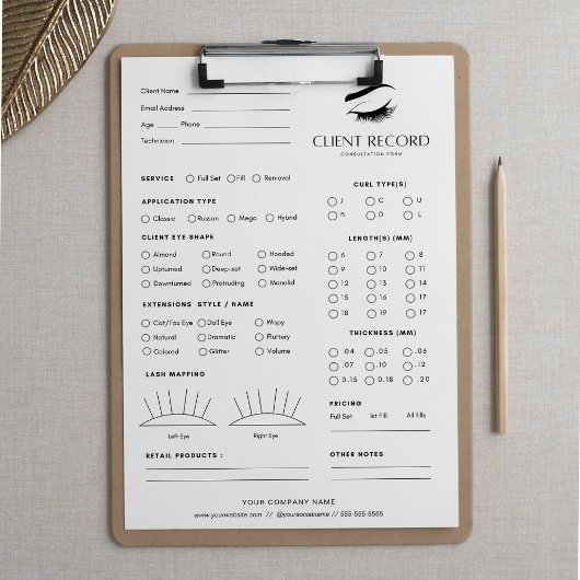Bloc-note Eyelash Extension Client Enregistrement 40 Pages