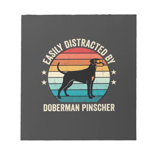Bloc-note Facilement distrait par Doberman Pinscher Retro Su (Devant)