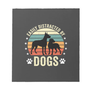 Bloc-note Facilement distrait par les chiens Vintage Retro C