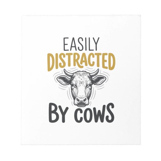 Bloc-note Facilement Distrait Par Les Vaches Drôle De T-Shir (Devant)