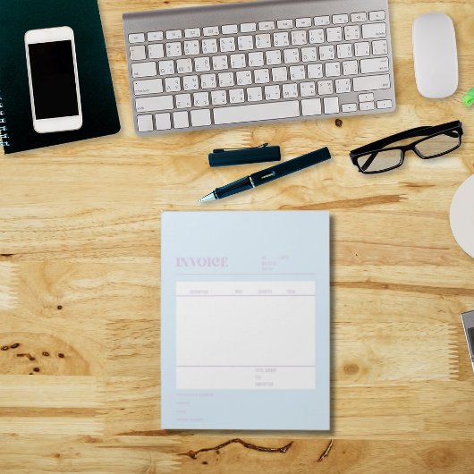 Bloc-note Facture bleue pourpre pour petites entreprises